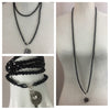 Black Beaded Multi-Wear Necklace with 'Happy' Charm – Versatile and Stylish