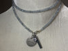 Multi-Wear Blue Crystal Necklace and Bracelet Set with 'Wish' and 'Love' Charms